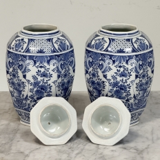 19th Century Boch Hand-Painted Blue & White Delft Garniture Set