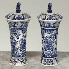 19th Century Boch Hand-Painted Blue & White Delft Garniture Set