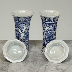 19th Century Boch Hand-Painted Blue & White Delft Garniture Set