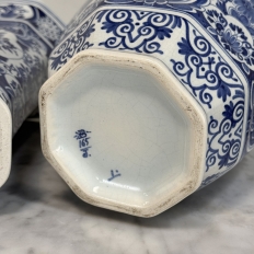19th Century Boch Hand-Painted Blue & White Delft Garniture Set