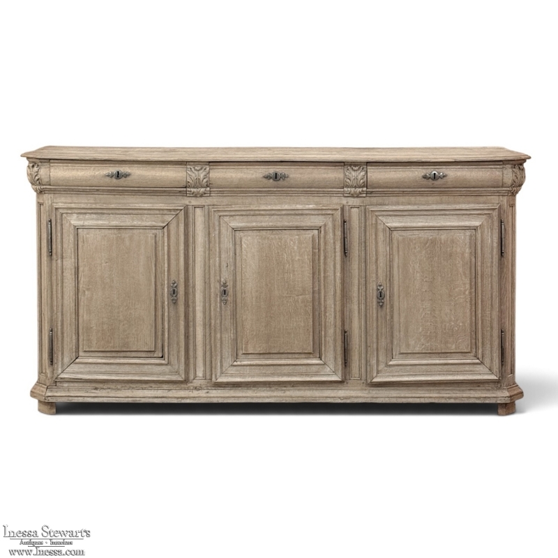 18th Century Country French Neoclassical Stripped Oak Buffet