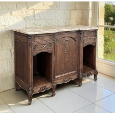 Antique French Louis XV Display Buffet with Travertine