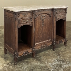 Antique French Louis XV Display Buffet with Travertine