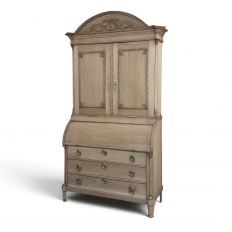 18th Century Dutch Neoclassical Stripped Oak Secretary ~ Bookcase