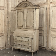 18th Century Dutch Neoclassical Stripped Oak Secretary ~ Bookcase