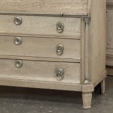18th Century Dutch Neoclassical Stripped Oak Secretary ~ Bookcase