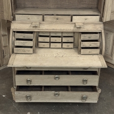 18th Century Dutch Neoclassical Stripped Oak Secretary ~ Bookcase
