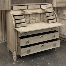 18th Century Dutch Neoclassical Stripped Oak Secretary ~ Bookcase