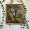 Framed Oil Painting on Canvas by Victor Mullie 'Farmyard Beneath the Trees'