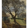 Framed Oil Painting on Canvas by Victor Mullie 'Farmyard Beneath the Trees'