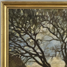 Framed Oil Painting on Canvas by Victor Mullie 'Farmyard Beneath the Trees'