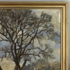 Framed Oil Painting on Canvas by Victor Mullie 'Farmyard Beneath the Trees'