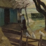 Framed Oil Painting on Canvas by Victor Mullie 'Farmyard Beneath the Trees'