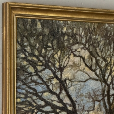 Framed Oil Painting on Canvas by Victor Mullie 'Farmyard Beneath the Trees'