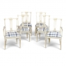 Set of 6 Antique Swedish Gustavian Painted Dining Chairs includes 2 Armchairs