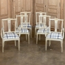 Set of 6 Antique Swedish Gustavian Painted Dining Chairs includes 2 Armchairs