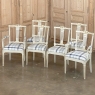 Set of 6 Antique Swedish Gustavian Painted Dining Chairs includes 2 Armchairs