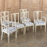 Set of 6 Antique Swedish Gustavian Painted Dining Chairs includes 2 Armchairs