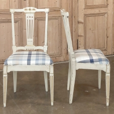 Set of 6 Antique Swedish Gustavian Painted Dining Chairs includes 2 Armchairs