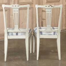 Set of 6 Antique Swedish Gustavian Painted Dining Chairs includes 2 Armchairs