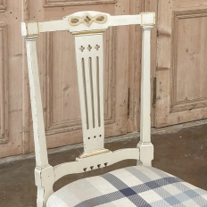 Set of 6 Antique Swedish Gustavian Painted Dining Chairs includes 2 Armchairs