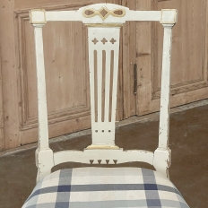Set of 6 Antique Swedish Gustavian Painted Dining Chairs includes 2 Armchairs
