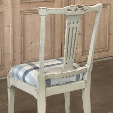 Set of 6 Antique Swedish Gustavian Painted Dining Chairs includes 2 Armchairs