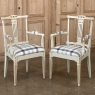 Set of 6 Antique Swedish Gustavian Painted Dining Chairs includes 2 Armchairs