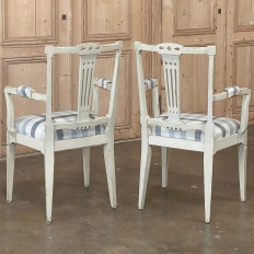 Set of 6 Antique Swedish Gustavian Painted Dining Chairs includes 2 Armchairs