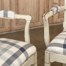 Set of 6 Antique Swedish Gustavian Painted Dining Chairs includes 2 Armchairs