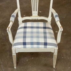 Set of 6 Antique Swedish Gustavian Painted Dining Chairs includes 2 Armchairs