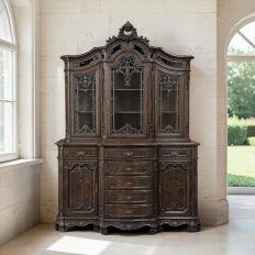 19th Century Country French Régence Liégeois Oak China Buffet