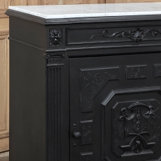 19th Century French Napoleon III Ebonized Neoclassical Cabinet with Carrara Marble