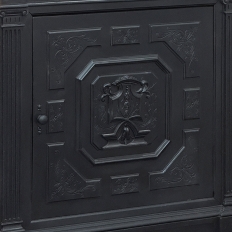19th Century French Napoleon III Ebonized Neoclassical Cabinet with Carrara Marble