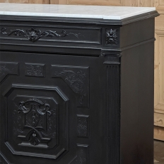 19th Century French Napoleon III Ebonized Neoclassical Cabinet with Carrara Marble