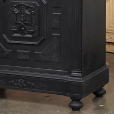 19th Century French Napoleon III Ebonized Neoclassical Cabinet with Carrara Marble