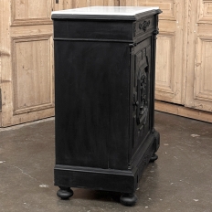 19th Century French Napoleon III Ebonized Neoclassical Cabinet with Carrara Marble