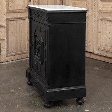 19th Century French Napoleon III Ebonized Neoclassical Cabinet with Carrara Marble