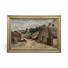 19th Century Framed Oil Painting on Canvas by Henri Orban (1836-1904) 'Esneux'