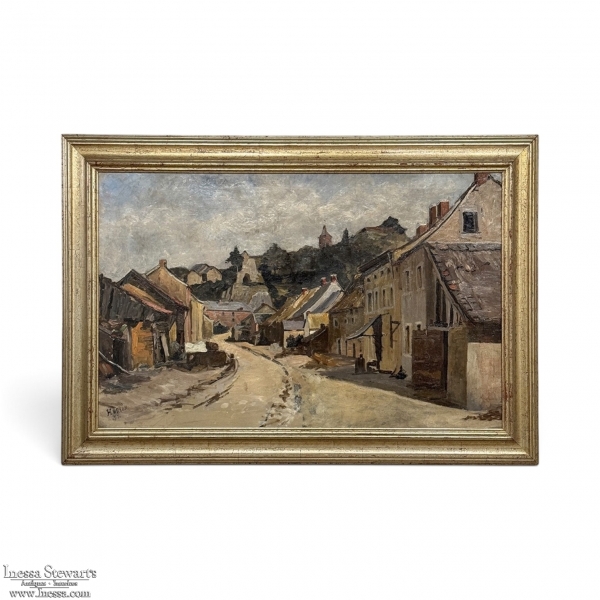 19th Century Framed Oil Painting on Canvas by Henri Orban (1836-1904) 'Esneux'