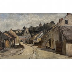 19th Century Framed Oil Painting on Canvas by Henri Orban (1836-1904) 'Esneux'