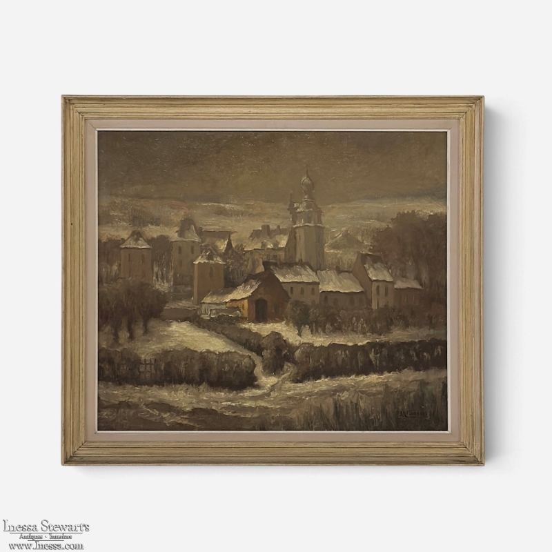 Framed Oil Painting on Board by Maurice Fourneau (1900-1990) 'Winter Village'