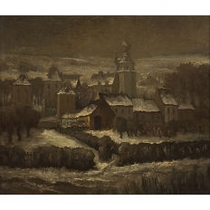 Framed Oil Painting on Board by Maurice Fourneau (1900-1990) 'Winter Village'