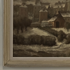 Framed Oil Painting on Board by Maurice Fourneau (1900-1990) 'Winter Village'