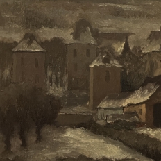 Framed Oil Painting on Board by Maurice Fourneau (1900-1990) 'Winter Village'