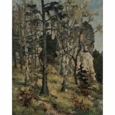 Antique Framed Oil Painting on Canvas by Arthur H. Maillien (1888-1962) 'Sunlight Through the Trees'