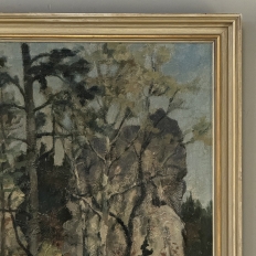 Antique Framed Oil Painting on Canvas by Arthur H. Maillien (1888-1962) 'Sunlight Through the Trees'