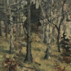 Antique Framed Oil Painting on Canvas by Arthur H. Maillien (1888-1962) 'Sunlight Through the Trees'