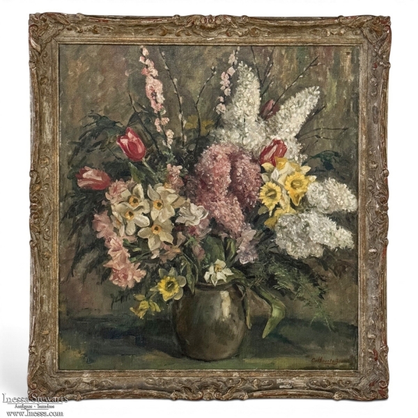 Framed Still Life Oil Painting on Canvas by Jozef Callaerts (1896-1965)