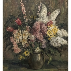 Framed Still Life Oil Painting on Canvas by Joseph Callaerts (1896-1965)
